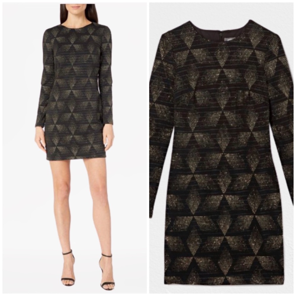 Vince Camuto Glitter Diamond black knit dress sz 8